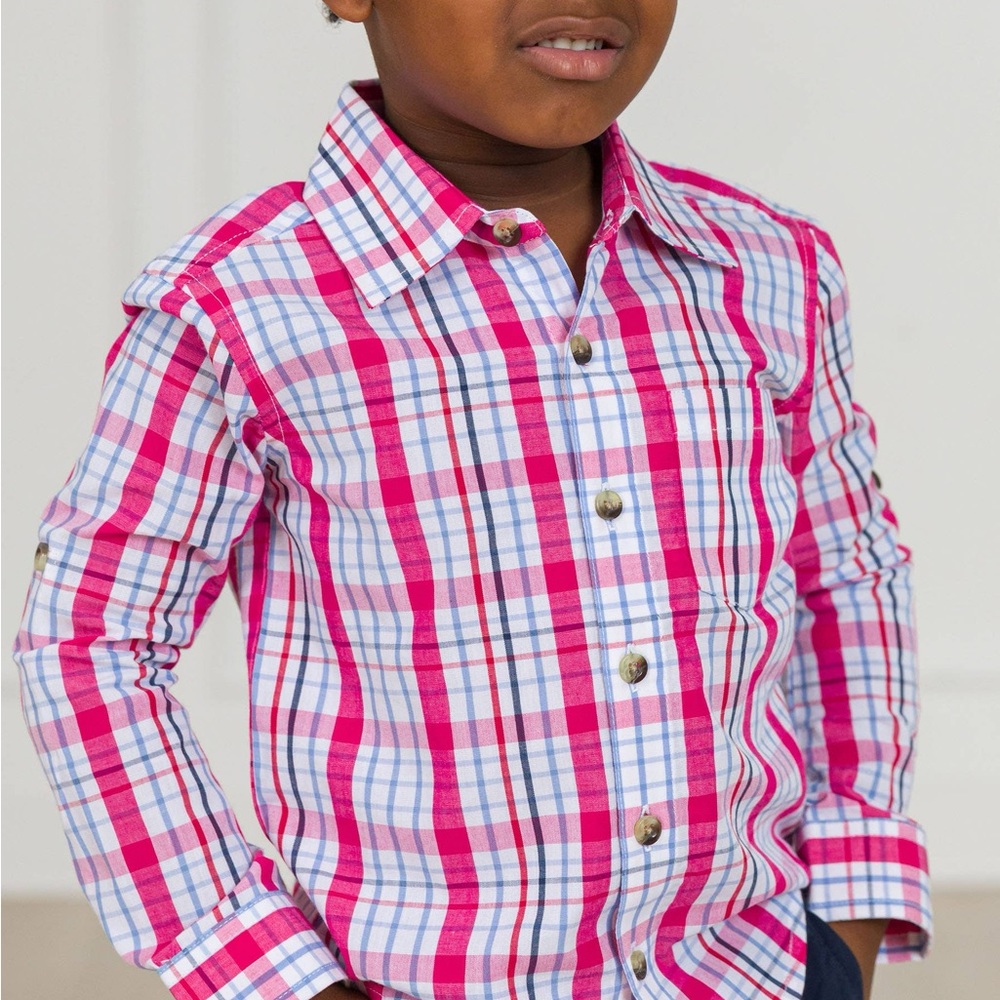 RuggedButts - Boys Adley Plaid Long Sleeve Button Down Shirt